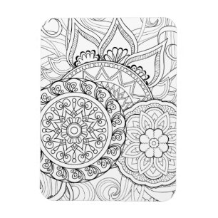 Doodle bloemen en mandala's magneet