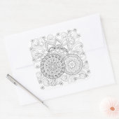 Doodle bloemen en mandala's vierkante sticker (Envelop)
