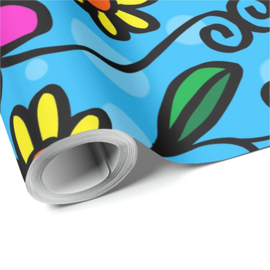 doodle bloemen inpakpapier (Rol Hoek)