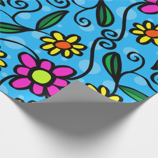 doodle bloemen inpakpapier (Hoek)