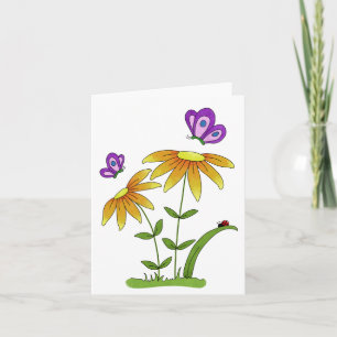 Doodle Bloemen Insecten en Bugs Algemeen Gebruik Kaart