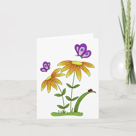 Doodle Bloemen Insecten en Bugs Algemeen Gebruik Kaart (Voorkant)