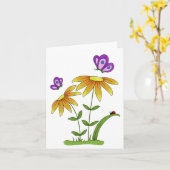 Doodle Bloemen Insecten en Bugs Algemeen Gebruik Kaart (Gele Bloem)
