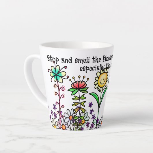 Doodle Bloemen Latte Mok Klein (Linkerhoek)