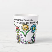 Doodle Bloemen Latte Mok Klein (Voorkant)
