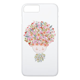 Doodle bloemen mooi meisje gezicht Case-Mate iPhone case