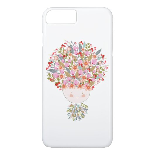 Doodle bloemen mooi meisje gezicht Case-Mate iPhone case (Achterkant)
