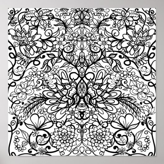 Doodle Bloemen Mooie kleur Me Poster (Voorkant)