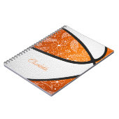 doodle bloemen oranje wit boho basketbal notitieboek (Linkerzijde)