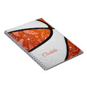 doodle bloemen oranje - witte boho basketbal notitieboek (Rechterzijde)