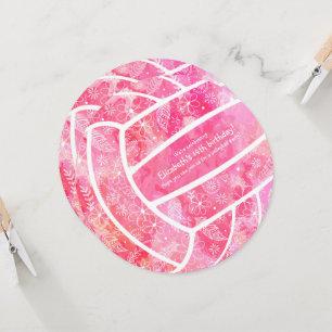 Doodle bloemen paisleuven roze volleybalfeest kaart