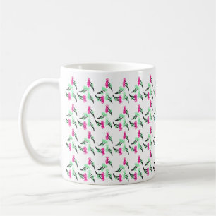 Doodle Bloemen Roze Groen Patroon Koffiemok