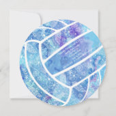 Doodle bloemen veegt blauw volleybalfeest kaart (Achterkant)