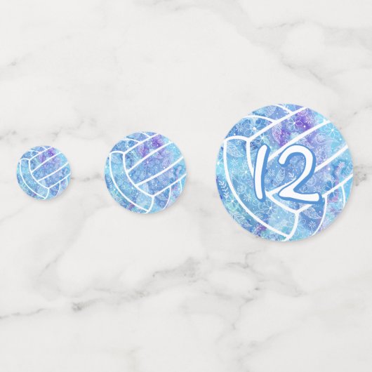 Doodle bloemen veegt paisleuzen blauw volleybal confetti (Achterkanten)