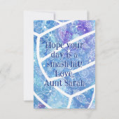 Doodle bloemen veren blauwe volleybal verjaardag kaart (Achterkant)