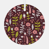 Doodle bloemnaadloos patroon Glas Ornament (Achterkant)
