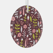Doodle bloemnaadloos patroon Glas Ornament (Voorkant Rechts)