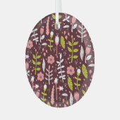 Doodle bloemnaadloos patroon Glas Ornament (Voorkant links)