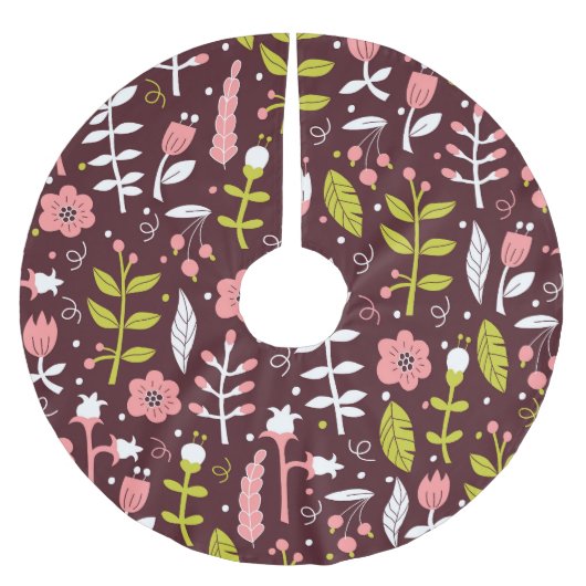  Doodle bloemnaadloos patroon Kerstboom Rok (Voorkant)