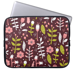  Doodle bloemnaadloos patroon Laptop Sleeve