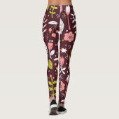 Doodle bloemnaadloos patroon Leggings (Achterkant)