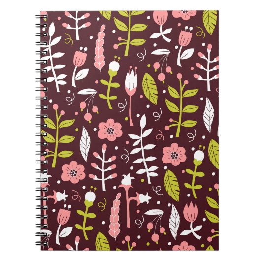 Doodle bloemnaadloos patroon Notitieboek (Voorkant)