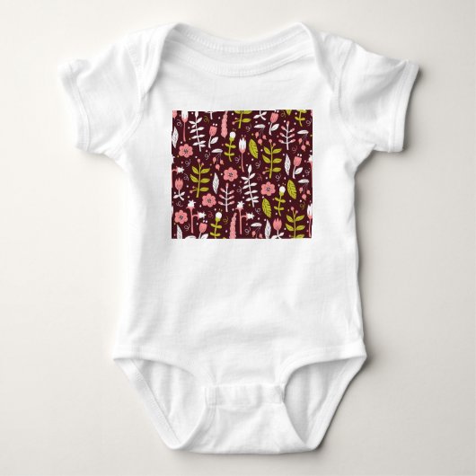  Doodle bloemnaadloos patroon Romper (Voorkant)