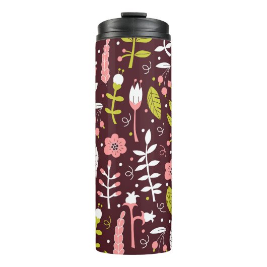  Doodle bloemnaadloos patroon Thermosbeker (Voorkant)