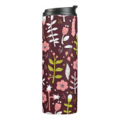  Doodle bloemnaadloos patroon Thermosbeker (Gedraaid links)