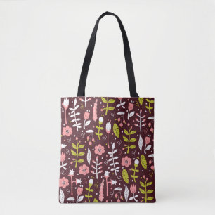 Doodle bloemnaadloos patroon Tote Bag