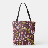 Doodle bloemnaadloos patroon Tote Bag (Achterkant)