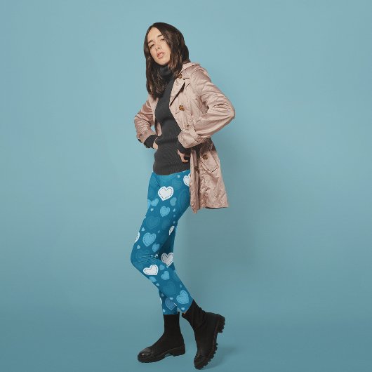 Doodle Blue Hearts Leggings