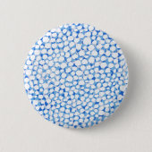 Doodle Blue White Stippen Floral Blossom Waterverf Ronde Button 5,7 Cm (Voorkant)