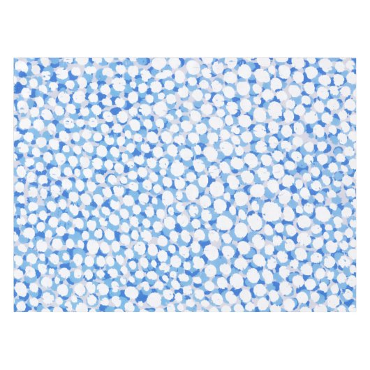 Doodle Blue White Stippen Floral Blossom Waterverf Tafelkleed (Voorkant (Horizontaal))