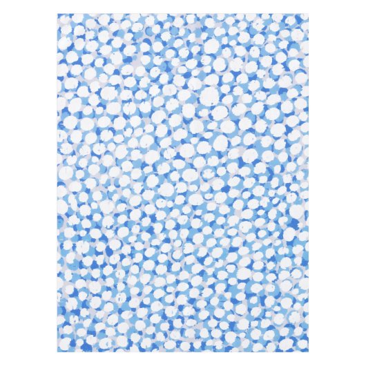 Doodle Blue White Stippen Floral Blossom Waterverf Tafelkleed (Voorkant)