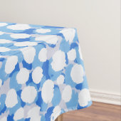 Doodle Blue White Stippen Floral Blossom Waterverf Tafelkleed (Voorbeeld)