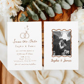 Doodle Boho foto Huwelijk elegant eenvoudig  Kaart
