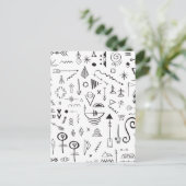 Doodle boho schetspatroon briefkaart (Staand voorkant)