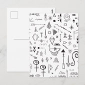 Doodle boho schetspatroon briefkaart (Voorkant / Achterkant)