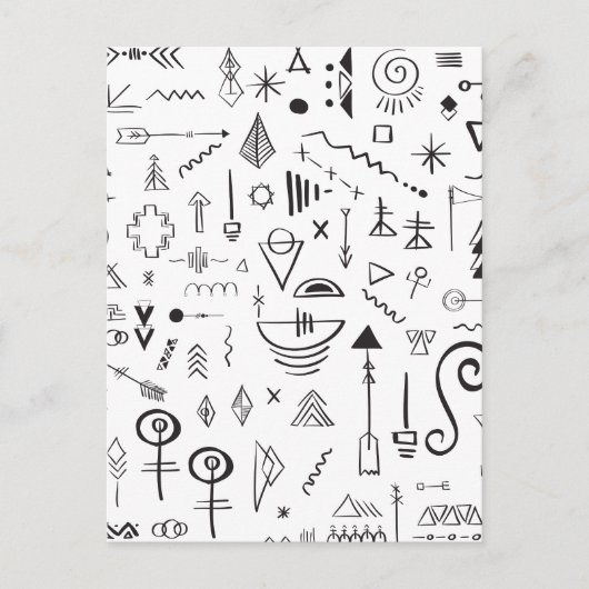 Doodle boho schetspatroon briefkaart (Voorkant)