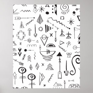 Doodle boho schetspatroon poster