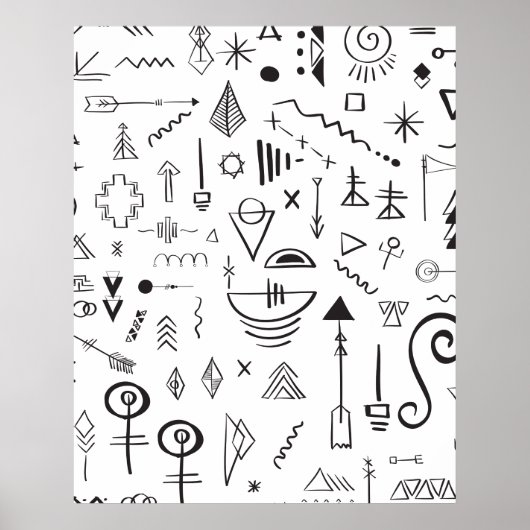 Doodle boho schetspatroon poster (Voorkant)