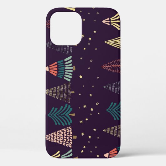 Doodle bomen, sterren, donkerblauw. Case-Mate iPhone case (Achterkant)
