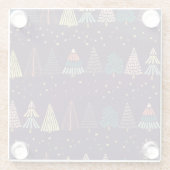 Doodle bomen, sterren, donkerblauw. glazen onderzetter (Achterkant)