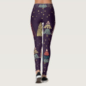 Doodle bomen, sterren, donkerblauw. leggings (Achterkant)