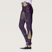 Doodle bomen, sterren, donkerblauw. leggings (Links)