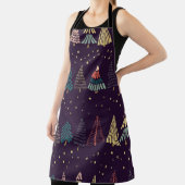 Doodle bomen, sterren, donkerblauw. schort (Insitu)