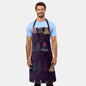 Doodle bomen, sterren, donkerblauw. schort (Gedragen)