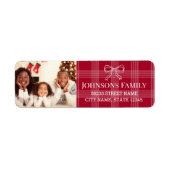 doodle boog foto rood plaid Return Adres Label (Voorkant)