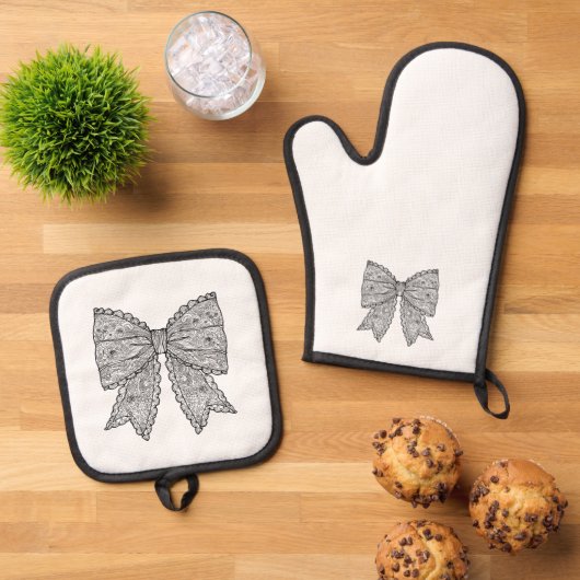 Doodle Bow Ovenwant & Pannenlap Set (Top down)